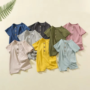 Combinaison courte à manches courtes pour enfants, 0-24 mois, combinaison douce pour bébé, vêtements pour nouveau-né, une pièce - Product Image 2