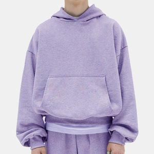 cropped 500 gsm oversized <b>mens</b> hoodie custom heavyweight blank y2k hoodies 100% Cotton <b>pullover</b> boxy hoodie manufacturer - Product Image 1