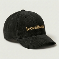 Casquette de baseball personnalisée à 6 panneaux en velours côtelé, broderie 3D en relief, ajustement réglable, style sportif vintage décontracté, en coton structuré, OEM, marque privée