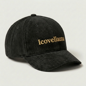 Casquette de baseball personnalisée en velours côtelé à 6 panneaux, broderie 3D en relief, ajustement réglable, décontractée, structurée, en coton, OEM, marque privée, couvre-chef - Product Image 4
