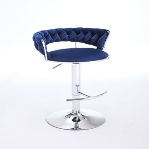 Set di 2 Sgabelli da Bar Girevoli Cromati con Seduta in Velluto Regolabile in Altezza, Design Semplice per Uso in Cucina - Product Image 4