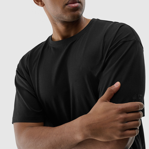 Camiseta de Algodón Negra para Hombre, Manga Corta, Cuello Redondo, Corte Holgado, Estilo Casual, Tejido Jersey Transpirable, Diseño Liso para Serigrafía - Product Image 6