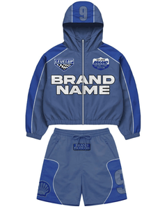 Custom High Quality Lightweight <b>Knitted</b> Hooded Windbreaker Nylon Men's Summer Sport Custom Print Breathable Windproof <b>Set</b> - Product Image 1