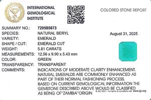 Esmeralda Octogonal Verde de 5.81 Quilates de Zambia, Gema Suelta - Product Image 6