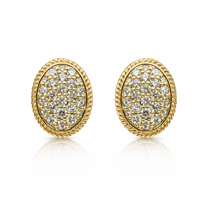 Round Cut Natural Diamond Halo <b>Stud</b> Earrings Ladies 1.43 Cttw 925 <b>Sterling</b> <b>Silver</b> Yellow Plated Prong Set Trendy Wholesale - Product Image 1