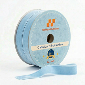 Wholesale 12mm Sky Blue Single Side Velvet <b>Ribbon</b> 50 Yard Roll for Rakhi Boxes Hampers Thali Decor Craft Packing Customizable - Product Image 5