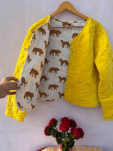 Chaqueta de Invierno para Mujer, Estampado Digital Indio, Reversible, de Terciopelo y Algodón, Rellena de Plumón, Ecológica, Transpirable, con Rayas de Animales, Formal - Product Image 4
