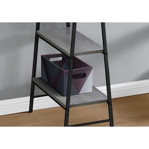 Contemporary Modern 48\"L Home Office <b>Computer</b> Desk with <b>Storage</b> Shelves Grey Laminate and Black Metal <b>for</b> Laptop Work - Product Image 3