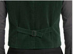 Men's Corduroy <b>Vest</b> Mandarin Collar Button Closure Full <b>Sleeve</b> - Product Image 4