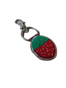 Multi-Colour Seed Beaded Embroidery Name Keychain Hand Embroidered Heart Shape Keychain for <b>Bag</b> <b>Charms</b> - Product Image 4
