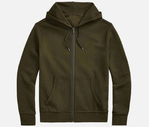 Ensemble de survêtement unisexe vert olive à capuche avec fermeture éclair intégrale, pantalon de jogging décontracté, couleur unie, respirant, pour l'automne, coupe classique - Product Image 2