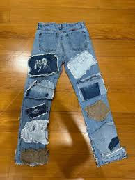 Pantalones Vaqueros de Diseño Superior para Hombre, Negros, Desgastados, con Parches Bordados Personalizados, Estilo Urbano, de Invierno, con Doble Rodilla, Elásticos y Únicos - Product Image 6