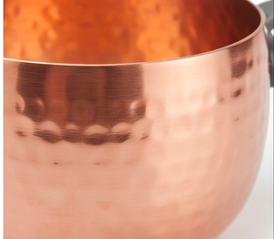 Heavy Copper Sauce <b>Pan</b> Handmade Vintage Style With Stainless Steel <b>Handle</b> No Coating For Gas And Induction Cooker Use - Product Image 3