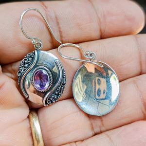 Pendientes de Plata de Ley 925 con patrones de filigrana Vintage para fiestas y regalos de compromiso, con acento de piedras preciosas - Product Image 6