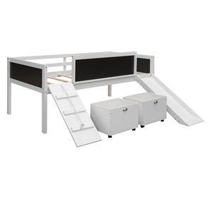 Letto a soppalco in legno bianco per bambini, misura Twin, con due contenitori portaoggetti (Vecchio SKU LP000075AAK) - Product Image 6