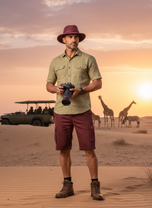 กางเกงขาสั้นคาร์โก้ผู้ชายสำหรับฤดูร้อน กางเกงขาสั้นคาร์โก้ลำลองสไตล์ไฮสตรีทเหนือเข่า ผ้าฝ้าย กางเกงขาสั้นซาฟารีสำหรับผู้ชาย - Product Image 3