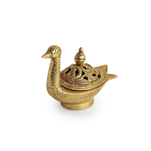 Brûleur d'encens Dhoop Dani en laiton en forme de cygne, encensoir décoratif en laiton pour Loban et support d'encens, brûleur d'encens élégant au design cygne pour Poo - Product Image 2