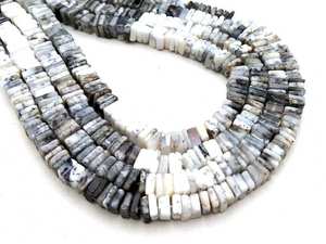 Vente en gros de perles d'opale dendrite naturelle, forme carrée Heishi, 4-6 mm, lisses, pour bijoux femme. - Product Image 2