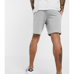 Shorts Bermuda décontractés gris unis pour hommes, taille élastiquée avec cordon de serrage, en coton tricoté respirant, taille mi-haute - Product Image 4