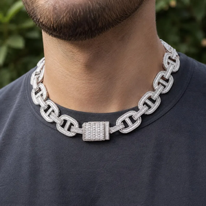 สร้อยคอผู้ชายแบบ Cuban Link ชุบทอง 18k ประดับเพชรโมอิสซาไนต์ทรงกลมเจียระไนแบบ Brilliant Cut ดีไซน์หรูหราสำหรับใส่ทุกวัน - Product Image 6