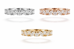 Eternal Marquise and Round Lab Diamond Silver Wedding <b>Stacking</b> <b>Ring</b> - Product Image 6