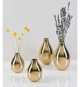 Jarrón de flores de metal de lujo, elegante centro de mesa para la sala de estar, decoración para arreglos florales - Product Image 1