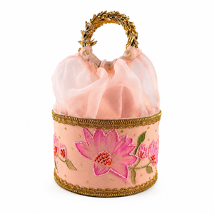 **Handmade Bridal <b>Wedding</b> <b>Gift</b> Basket Floral Embroidery Shagun Favor Decorative <b>Hamper</b> Basket Bag for Mehendi Haldi Ceremony Set - Product Image 1