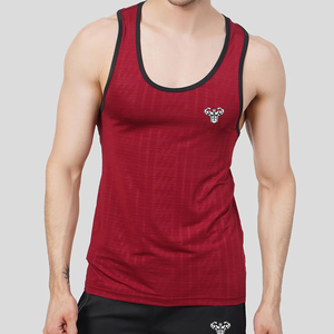 Men's <b>Red</b> O-Neck Knitted <b>Tank</b> <b>Top</b> 100% Cotton Eco-Friendly Breathable Quick Dry Sporty Style Solid Color - Product Image 1