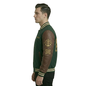 High Quality ODM OEM Customized Wool Genuine Leather Varsity <b>Jacket</b> Personalized Embroidered Logo Unisex Baseball Bomber <b>Jacket</b> - Product Image 2