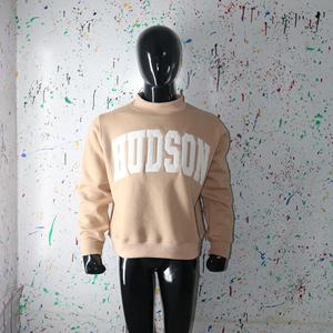 SAND <b>Mock</b> <b>Neck</b> Sweatshirt 100% WHITE Applique Embroidery wide <b>neck</b> Sweatshirt Finer Threads - Product Image 6