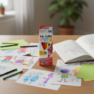 Matite colorate Carioca 12 colori triangolari maxi per disegnare e colorare - Product Image 3