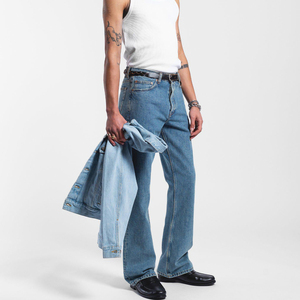 Jeans évasés pour hommes, coupe bootcut, non extensibles, en denim élégant délavé, vente en gros, pantalons de mode été-automne - Product Image 5