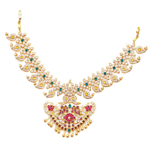 Kemp 24K Gold Plated Zircon for Mango Short Necklace-Fine Bridal Jewelry Set - Product Image 1