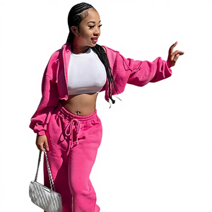 Free Sample Plus Size Spring Fashion Casual Custom Logo Pullover <b>Jacket</b> Sweatsuit Men <b>Women</b> Two Piece Sportswear Set Tracksuit - Product Image 1