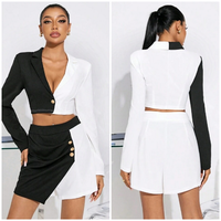 Ensemble de blazer sculpté bicolore