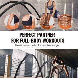 Cuerda de Batalla de Poliéster de 1.5 Pulgadas de Diámetro y 40 Pies de Largo con Funda Protectora y Anclaje, Equipo de Ejercicio para Entrenamientos - Product Image 6