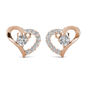 Dasini <span class=keywords><strong>orecchini</strong></span> a bottone con Design a cuore alla moda impreziositi da cristalli <span class=keywords><strong>Swarovski</strong></span> gioielli 925 in argento Sterling per donna - Product Image 5