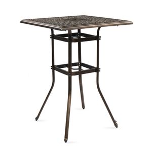 Tavolo Bistrot Quadrato in Alluminio Pressofuso per Tutte le Stagioni con Foro per Ombrellone da 2', Tavolo Alto da Esterno per Giardino e Veranda - Product Image 1