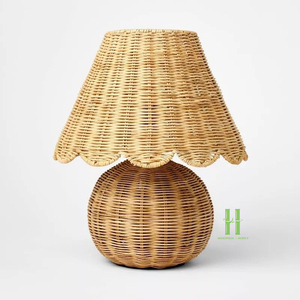 BEST SELLER Eco Friendly Rattan Wicker <b>Table</b> Lamp Handmade Bedside Lamp Boho Style <b>LED</b> <b>Light</b> Home Decor Living Room Bedroom - Product Image 5