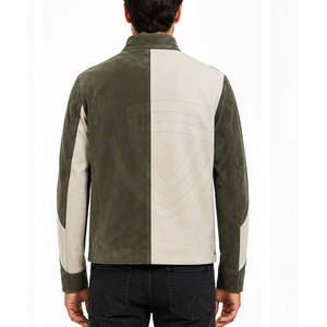 High Quality <b>Suede</b> <b>Leather</b> <b>Jacket</b> Featuring Modern Zip Front Design Comfortable Texture For Men Outdoor And Casual Clothing - Product Image 4