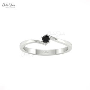 Nuevo Anillo Solitario de Diamante Negro Real de 0.11CTW, Piedra de Nacimiento de Abril, Oro Sólido de 14k, Anillo Delicado, Regalo Perfecto para el Día de la Mujer - Product Image 2