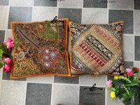 Handgemaakte Indiase patchwork kussenhoes vierkant bohemian borduurwerk decoratieve kunst huisdecoratie 16 inch