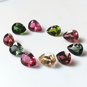 Ensemble de 10 pierres précieuses de tourmaline naturelle du Zambie calibrées, multicolores pastel, taille poire, 6x8 mm, 12,25 carats au total - Product Image 2