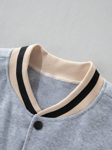 Custom Grey Black College <b>Baseball</b> <b>Jacket</b> <b>for</b> <b>Men</b> Streetwear Varsity Outerwear Bold Sleeve Graphic Design Snap Button Closure - Product Image 5