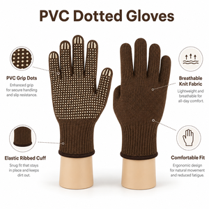 Les gants de manutention à pois en PVC offrent une prise en main sûre, un confort léger et une protection durable des mains pour l'emballage et le chargement. - Product Image 6