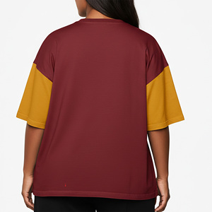 เสื้อยืดผู้หญิงทรงหลวมสีสันตัดกัน คอวี แขนสั้น ระบายอากาศได้ดี ผลิตจากผ้าโพลีเอสเตอร์ถัก สวมใส่สบาย พิมพ์ลายโลโก้ รุ่นที่ดีที่สุดประจำปี 2026 - Product Image 5