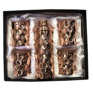 Copper Water Bottle With Carry <b>Loop</b> <b>Hammered</b> Finish Reusable Travel Bottle For Active Lifestyle Office Gym And Outdoor Use - Product Image 4