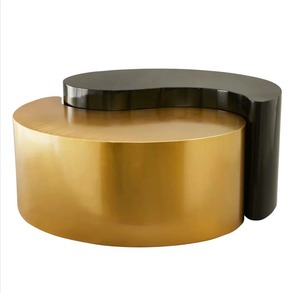 Value Pick Modern <b>Round</b> Coffee <b>Table</b> With <b>Gold</b> And Black Metal Finish Contemporary Living Room Furniture Decorative Design - Product Image 6