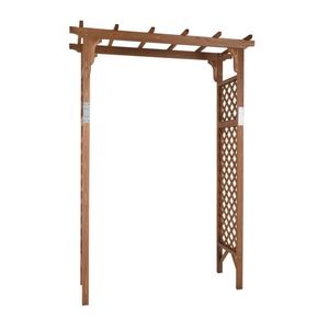 Arche de jardin en bois brun foncé à toit plat, magnifique et pratique, 152*60*215cm, avec treillis et portails - Product Image 6