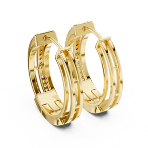 Pendientes de Aro Huggie de Oro Amarillo de 18K con Doble Hilera de Diamantes Redondos Cultivados en Laboratorio de 1 Quilate, Chapados en Oro de 10K, de Lujo - Product Image 3
